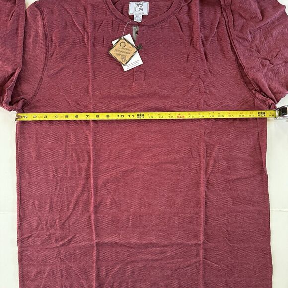 PX Clothing Mens Long Sleeve XXL Henley Waffle Knit Shirt Burgundy NWT - Picture 7 of 13